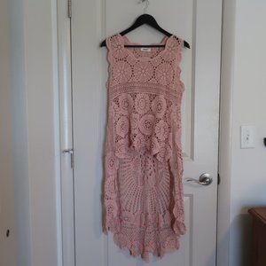 Adora One Size 100% Cotton Crochet Top Color Pink- Excellent Condition